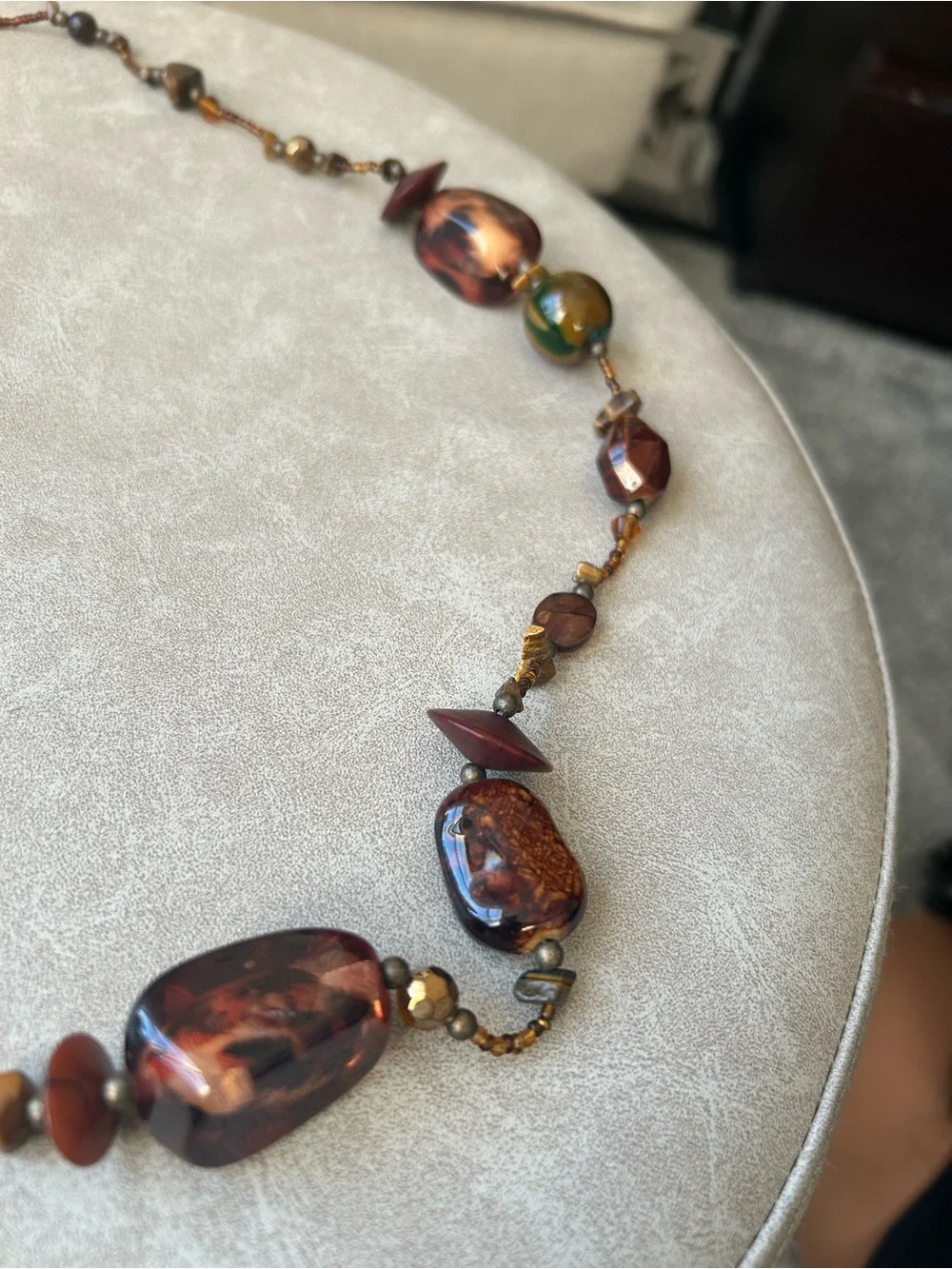 ✨Vintage Handcrafted Brown & Amber Beaded Women’s Necklace